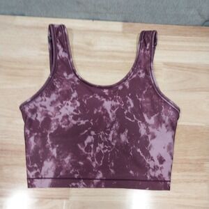 Nova Sport Womens Sports Bra Marble Tie Dye Scoop Neck Small Purple
